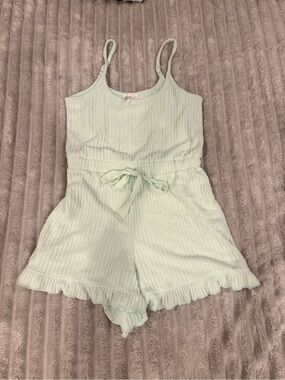 Women’s Light Mint Ribbed Tie-Waist Romper